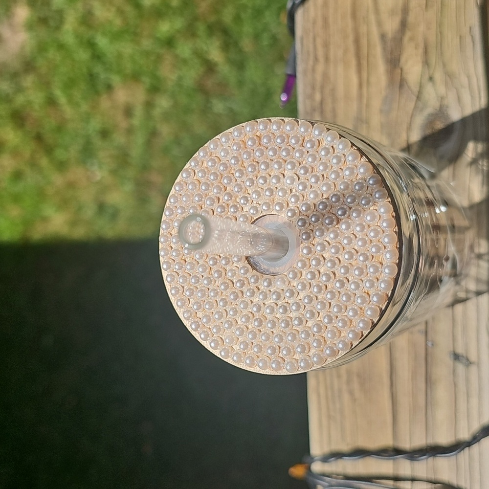 Ghost and Flower Glass Tumbler with Straw - Picture 3 of 4